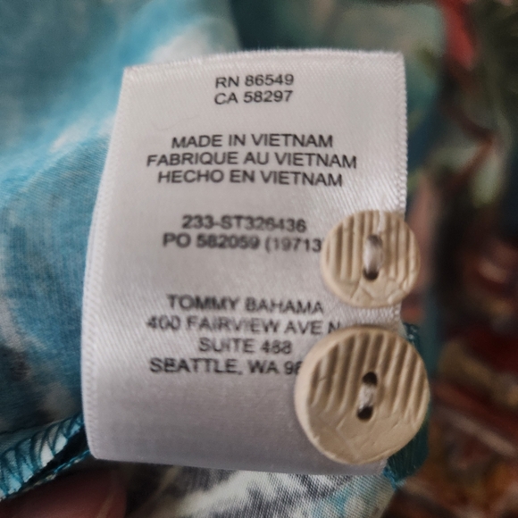 Tommy Bahama Tropical Island Camp Shirt Mens M Blue Hibiscus Tencel Hawaiian - Picture 11 of 11